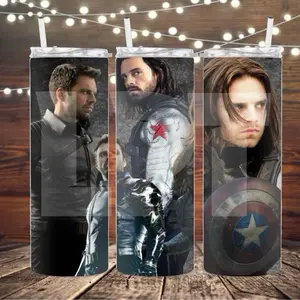 Sebastian 20 oz Tumbler Drinkware Cup Lid Straw Insulated Stan Bucky Beverage Cup tmblr Perfect Gift Movie Coffee Tea Double-Wall Vacuum Insulated Clear Sliding Lid & Straw BPA-Free