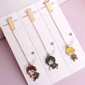 Anime Ghost Slayer Blade Premium Bookmark Metal You Bean Cartoon Tanujiro Peripheral Stationery Book Folder