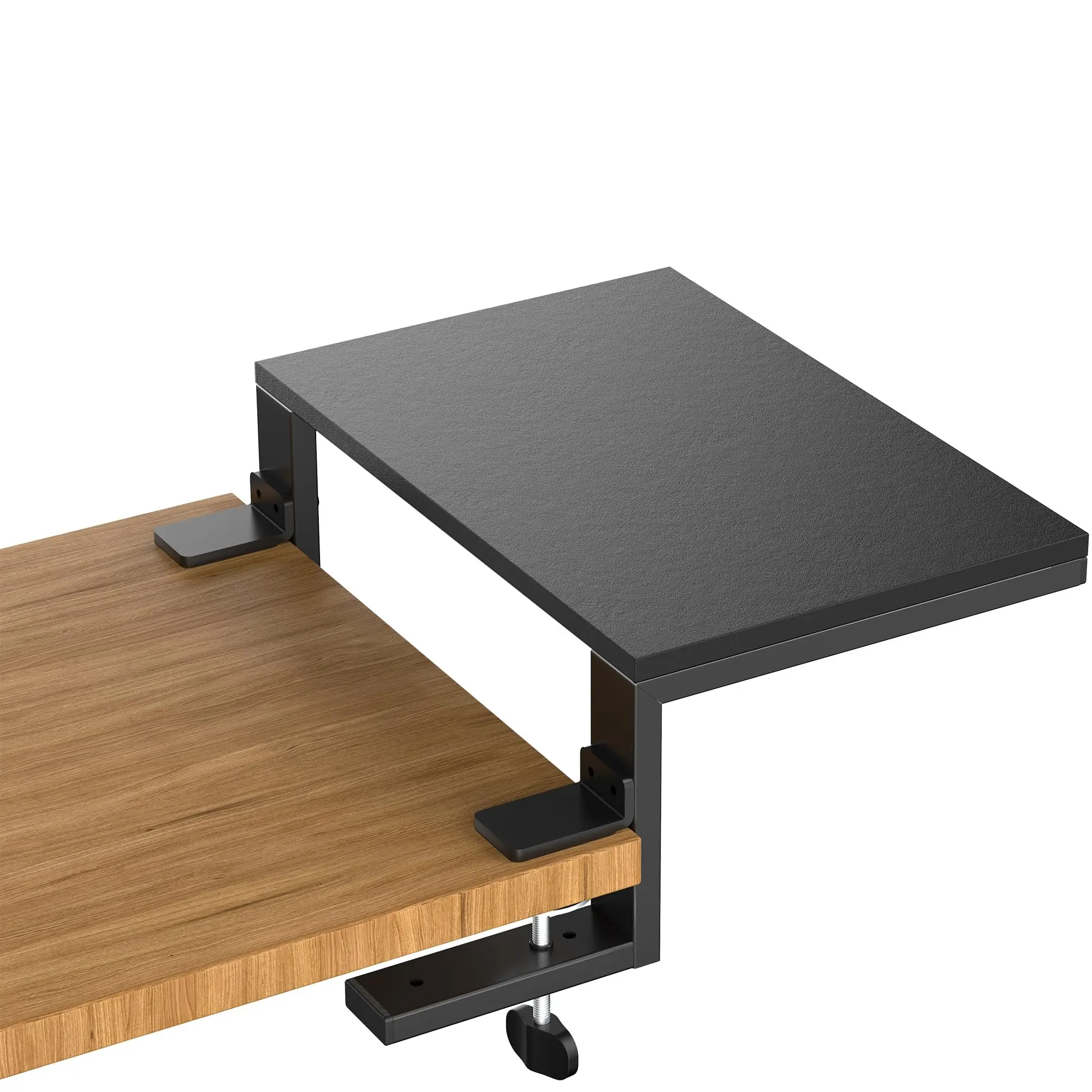 Clamp-on Desk Extender & Monitor Shelf - 15" Space Booster  Freestanding Or Clamp Mount Holds 44 Lbs No Drill Desktop Organizer For Office/gaming Black