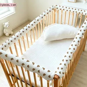 Baby Bed Safety Guard, Style Bear Design, Breathable Protective Bed Rail Cover, Anti-Chewing Baby Bed Protector, 1pc Infant Bed Wrap