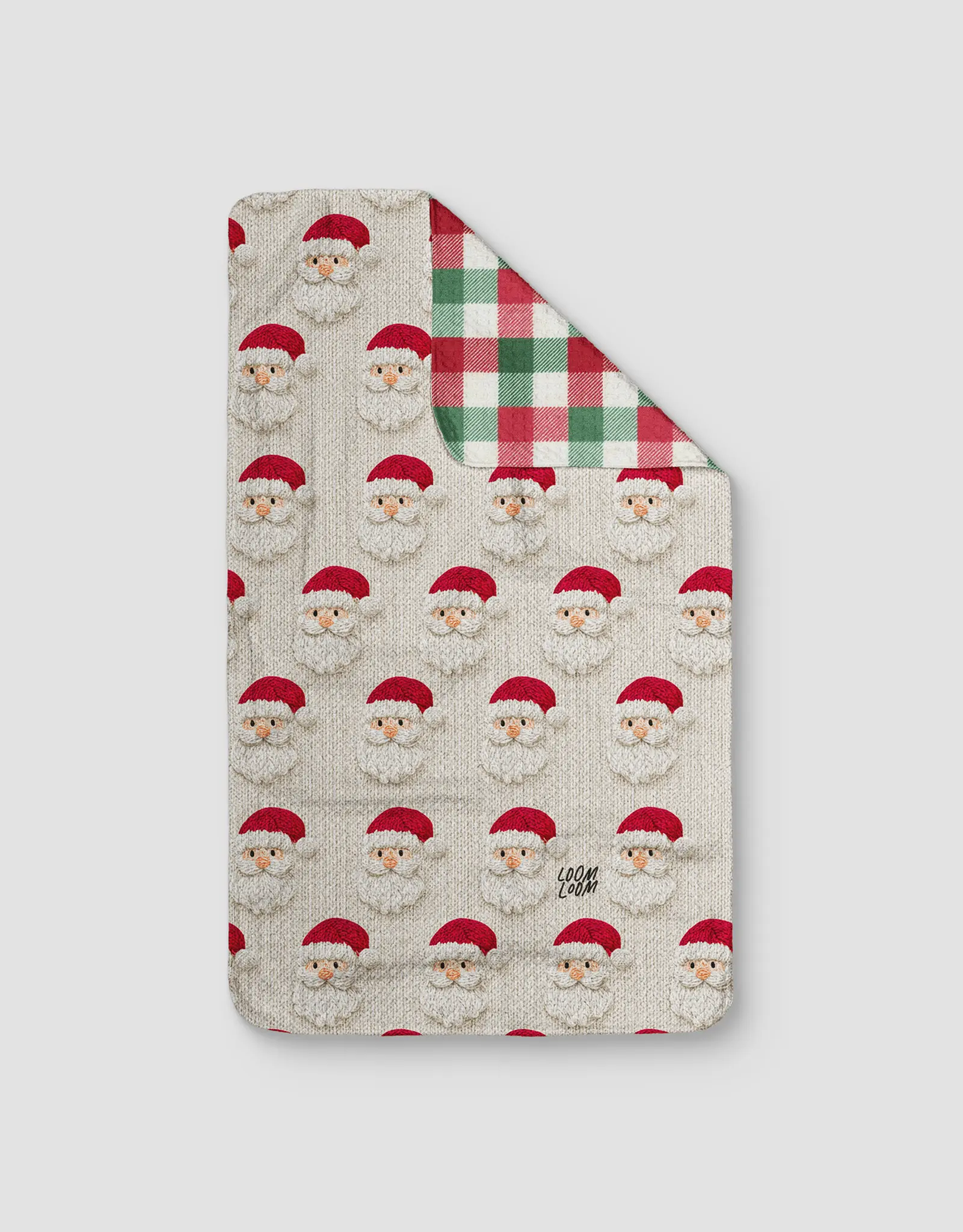 Knit Santa Claus Printed Reversible Kitchen Tea Towel - 16x28 in Quick-Dry Absorbent Cleaning Cloth for Dish Wiping, Holiday Gift