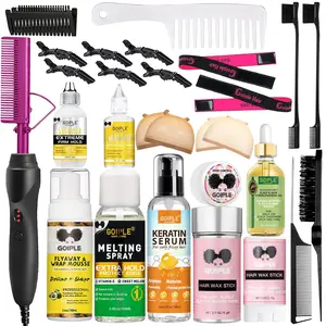 27 Counts Ceramic Hot Comb Hair Straightener for Wigs and Natural Hair - Curling Iron and Pressing Comb Kit Straightening Brush Curler Gift Salon
