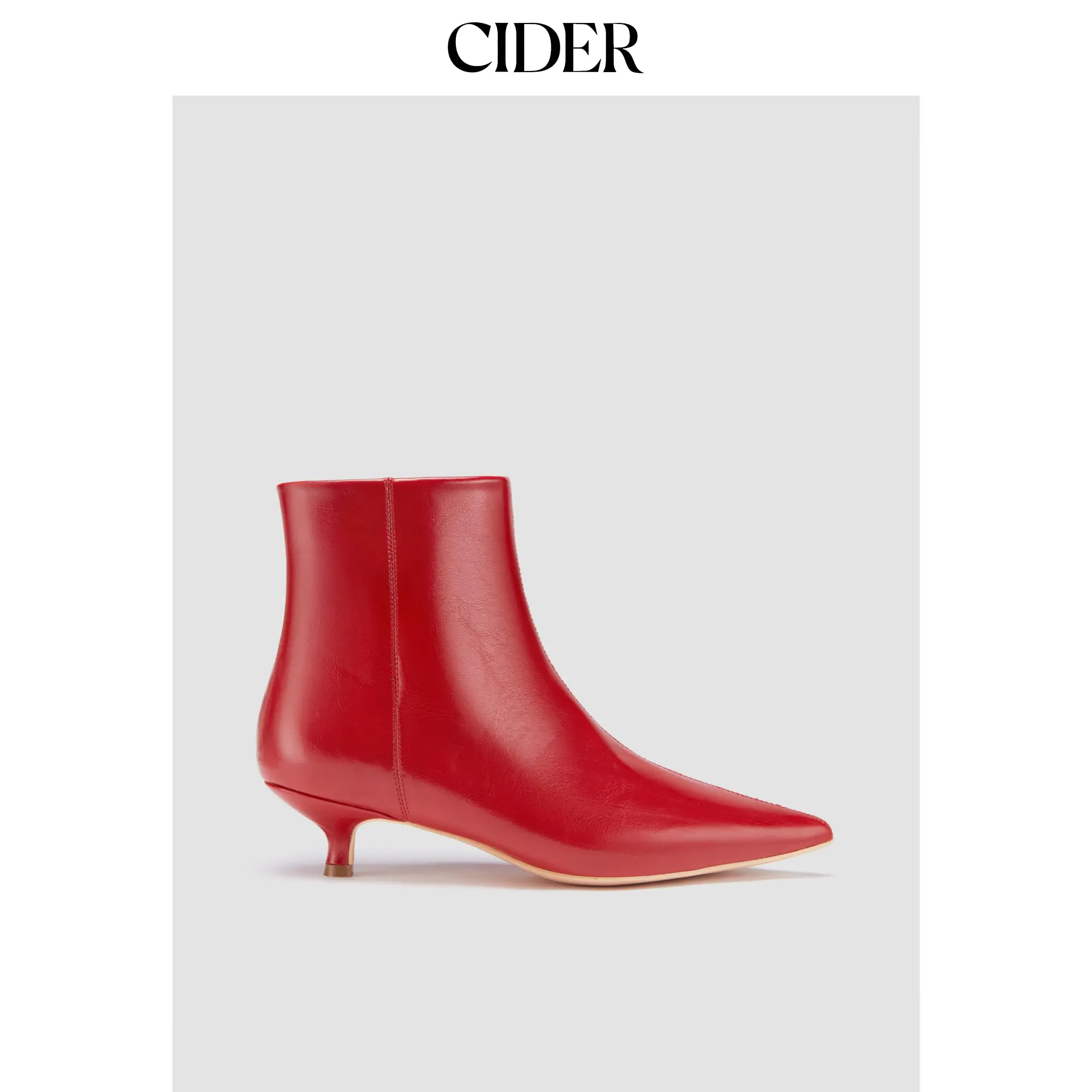 Cider [3 colors, size 6-11] KITTEN HEEL ANKLE BOOTS, Shoe, Footwear, Women, Fashion, Leather & Faux Leather, Casual, Street Casual, Solid Plain