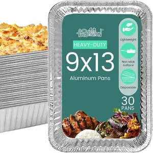 Aluminum Foil Pans 9x13 (30 Pack) - Disposable Aluminum Baking Pans With High Heat Conductivity For Grilling, Cooking, Storing, Prepping, Disposable Aluminum Pans and Tin Foil Pan Cookware Thick