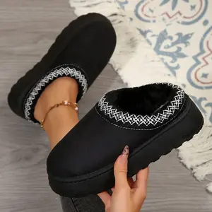 Women's Slippers Platform Fuzzy Cozy Slip on Fuzzy Slippers with Faux Lining Boots for Indoor and Outdoor