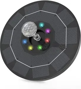 1500mAh Solar Fountain Pump, 3W 6.3-inch Solar Bird Bath Fountain Pump, Built-in Battery, Solar Fountain with 6 Nozzles, Suitable for Bird Bathing, Gardens, Ponds, Pools, and Outdoors.