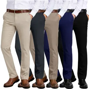 3-Pack Mens Flex Stretch Slim Fit Dress Pants (Sizes, 30-40) Beige Pockets 3-Pack Mens Flex Stretch Slim Fit Dress Pants (Sizes, 30-40) Beige Pockets