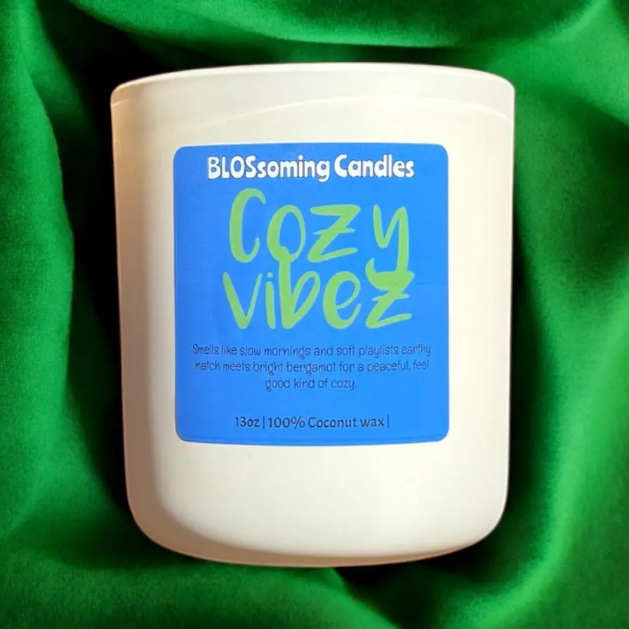 Blogging Cozy Vibe Candle - Coconut & Oxygenated Fragrance in Jar for Freshening Decor and Ornaments