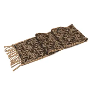 Alpaca Wool Blend Scarf Authentic Peruvian Natural Fiber Wool 60"L x 8"W. Camel & Brown. UNISEX.
