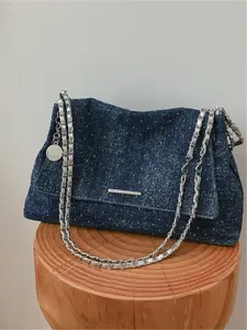 Simple Casual Denim Shoulder Bag, Versatile Crossbody Backpack for Daily Use, Perfect for Commuting and Outdoor Activities, Daily Commuter Bag