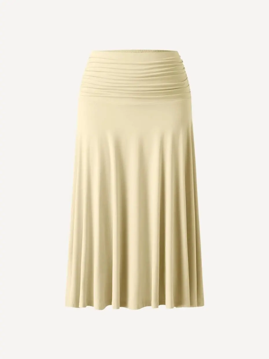 Flowy Side Ruched A-line Midi Skirt - Butter Yellow