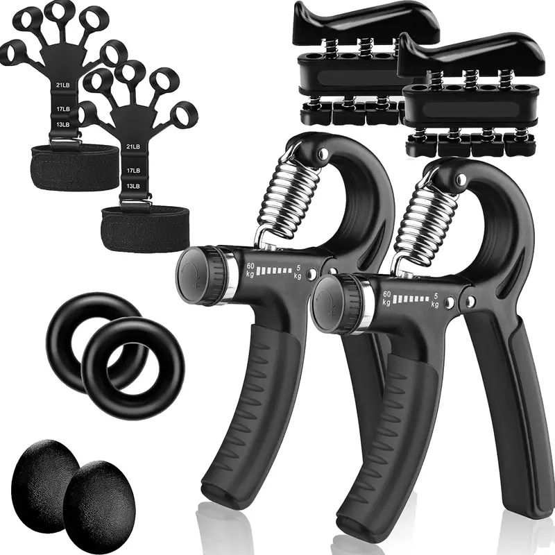 Unisex 5-PCS Adjustable Resistance Muscle Strengthening Hand Strengtheners Kit - Strength Training Accessory with 10-130 lbs Progress Counter, Ergonomic Soft Grips, Reinforced Metal Alloy Parts for Rehabilitation, Muscle Building