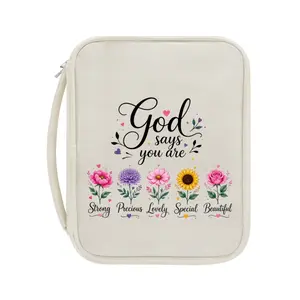 Bible Cover Case for Women, Large Bible Bag with Handle, "God says you are beautiful" Bible Protection Lightweight Christian Gift for Mom，Bible Study for Women