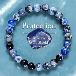 Blue Fire Agate Bracelet for Clarity & Focus - Handmade Healing Natural Stone for Protection & Memory, Gift for Her/Him, Student Gift, Perfect for Daily Wear, Meditation