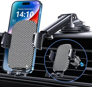 Phone Holder Car Mount for iPhone [Powerful Suction] Phone Mount for Car Dashboard Windshield Air Vent Universal Accessories [Thick Cases Friendly] Automobile Phone Holder Fit iPhone Smartphone