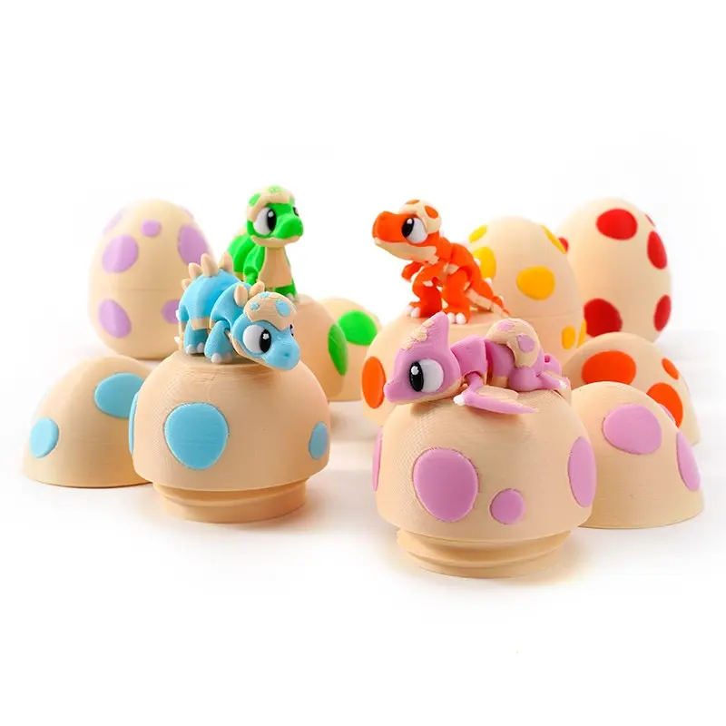 12-Piece Set, 3D Printed Adorable Pet Dinosaur Models, Includes 6 Dragon Eggs + 6 Dinosaurs, Bendable Joints, Home Office Desk Decor, Dinosaur Room Decor, Figurine Decor, Ornaments, Decorative Home Ornament