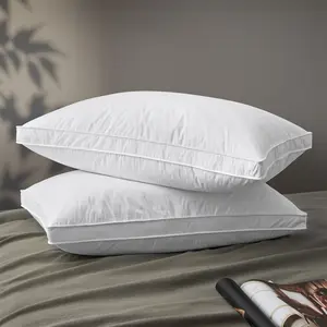 PEACENEST 2 Pack Grey Goose Feather Pillows 100% Cotton for Comfortable Sleep