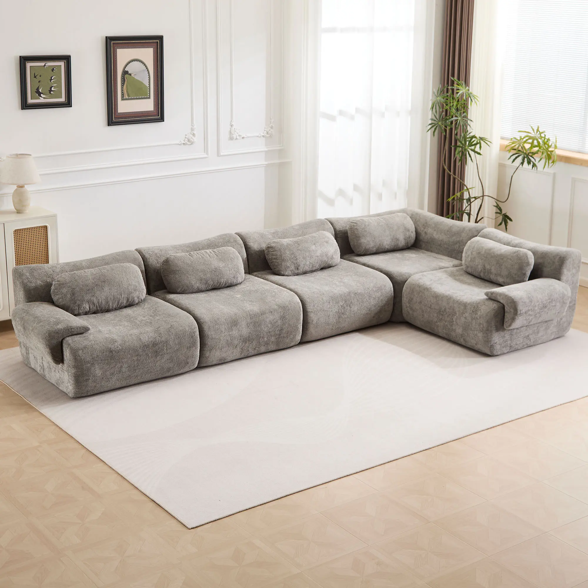 Medium Grey - 4 Seater + 1 Corner (148.2")