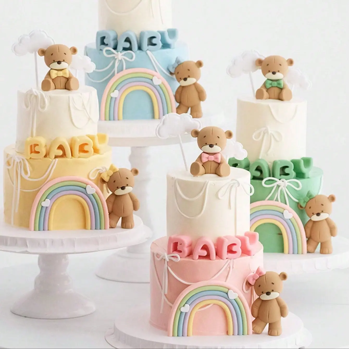 Cute & Bear Cake Inserts, Baby Shower Gender Reveal Party Decorations, Birthday & Anniversary Cake Topper Set, Cake Decorating Supplies