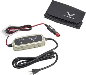 GM Accessories 84020220 Battery Conditioner with Crossed Flags Logo, Black