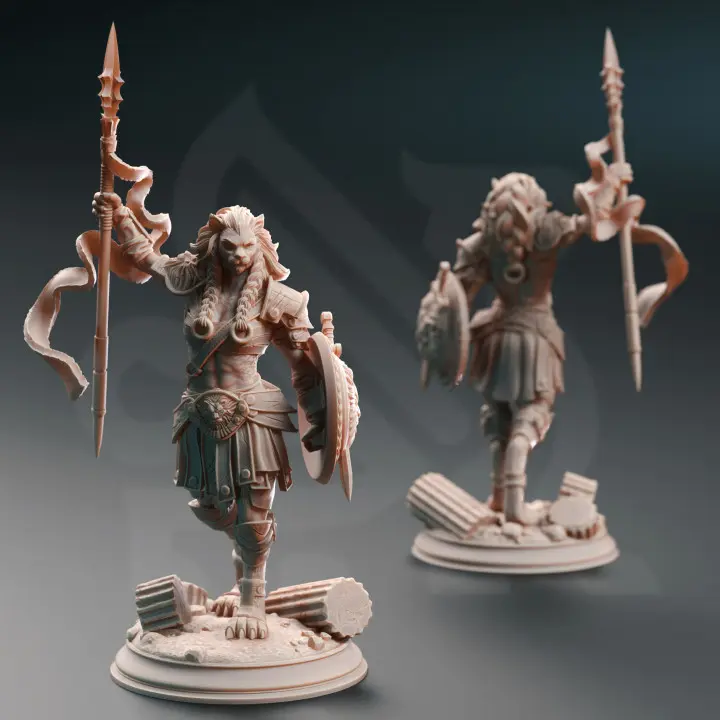 Lioness Gladiator Aktara Adrientem 3D-Printed Resin Miniature, Character Figure Collectible, DM Stash Home Decor Statue, 3D-Printed Resin Miniatures, Character Figure Miniatures