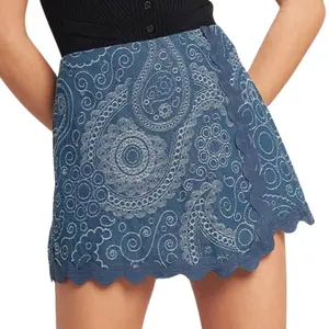 Indigo Paisley Scallop Skort