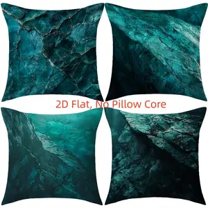 4pcs, Turquoise and Black Themed Throw Pillow Covers, Home Spring Décor Products, Suitable Living Room, Bedroom, Sofa and Bed Decoration, 2D Flat, Single Sided Printing, No Pillow Core