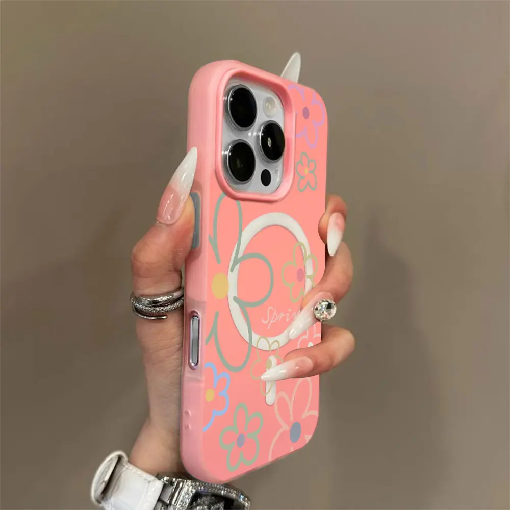 Jelly 2-in-1 floral magnetic phone case,supports Magsafe phone case, suitable for iPhone 17 Air 16 Pro Max 15 14 Plus 13 12 11 Samsung Galaxy S26 Ultra S25 Ultra S24 S23 S22 phone case. A190,high-definition,transparent,material