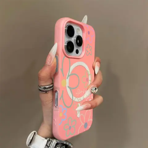 Jelly 2-in-1 floral magnetic phone case, military grade anti drop, supports Magsafe phone case, suitable for iPhone 18 Pro Max 17 Air 16 15 14 Plus 13 12 11 Samsung Galaxy S26 Ultra S25 Ultra S24 S23 S22 phone case. A190