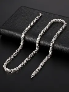 Men's Stainless Steel Necklace, Byzantine Punk Style Chain, Color-Resistant, All Season Accessory, No Choking Hazard