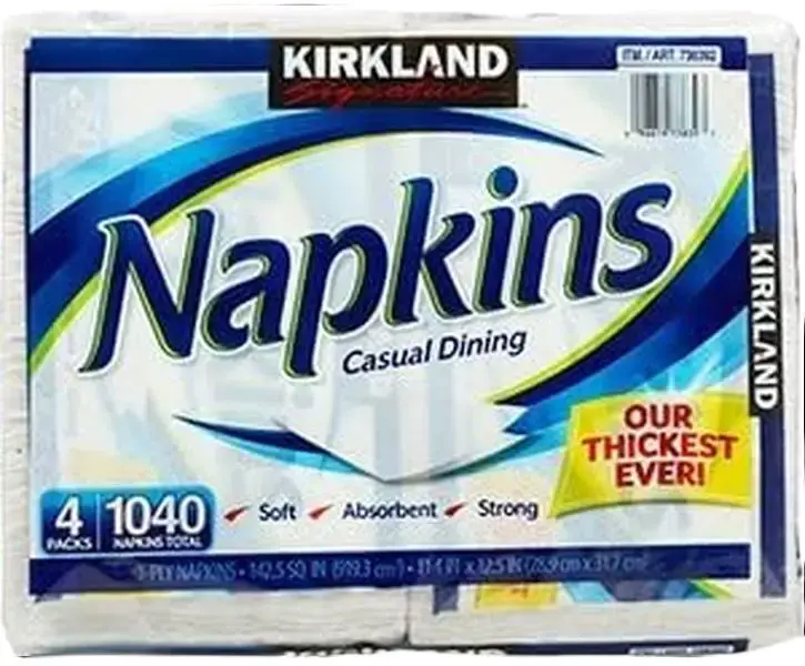 Kirkland Signature Soft Absorbent Disposable Paper Napkins, 4 Packs for Kitchen/Dining Use, 1040 Total Count, Unscented