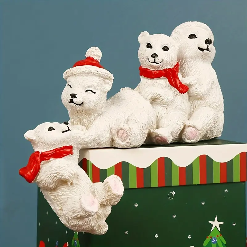 1pc Whimsical Polar Bear Resin Statue Bobblehead - Cute Collectible Figurines, Weatherproof Home Decor, No-Electricity Indoor/Room/Outdoor Holiday Decor Statue for Christmas & Year-Round Display, Decoration Items