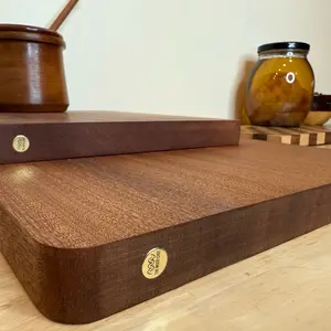 Hand Crafted Solid Sapele Wooden Cutting Board 12" x 17" x 1" or 10" x 12" x 1" MCT Oil & Beeswax Finish No Glue No Mineral Oil Pristine Wood Chemical Free Chopping Board - Kitchen