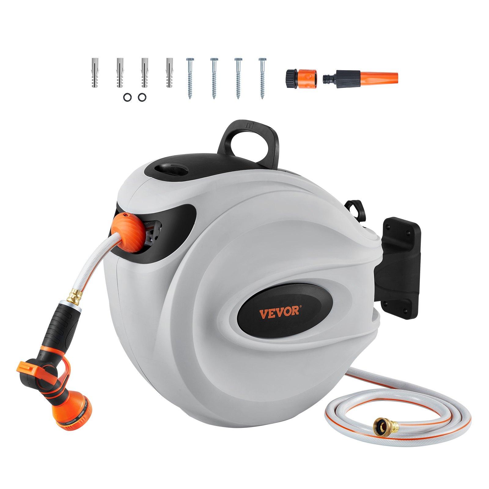 【DealsForYouDays】VEVOR Retractable Hose Reel Max 130 FT / 115 FT / 100FT / 65FT / 84FT Garden Water Hose Reel with 9-Pattern Nozzle180° Swivel Bracket Wall-MountedAutomatic RewindLock at Any Lengthwith Slow Return System,campingessentials,outdoorfurniture