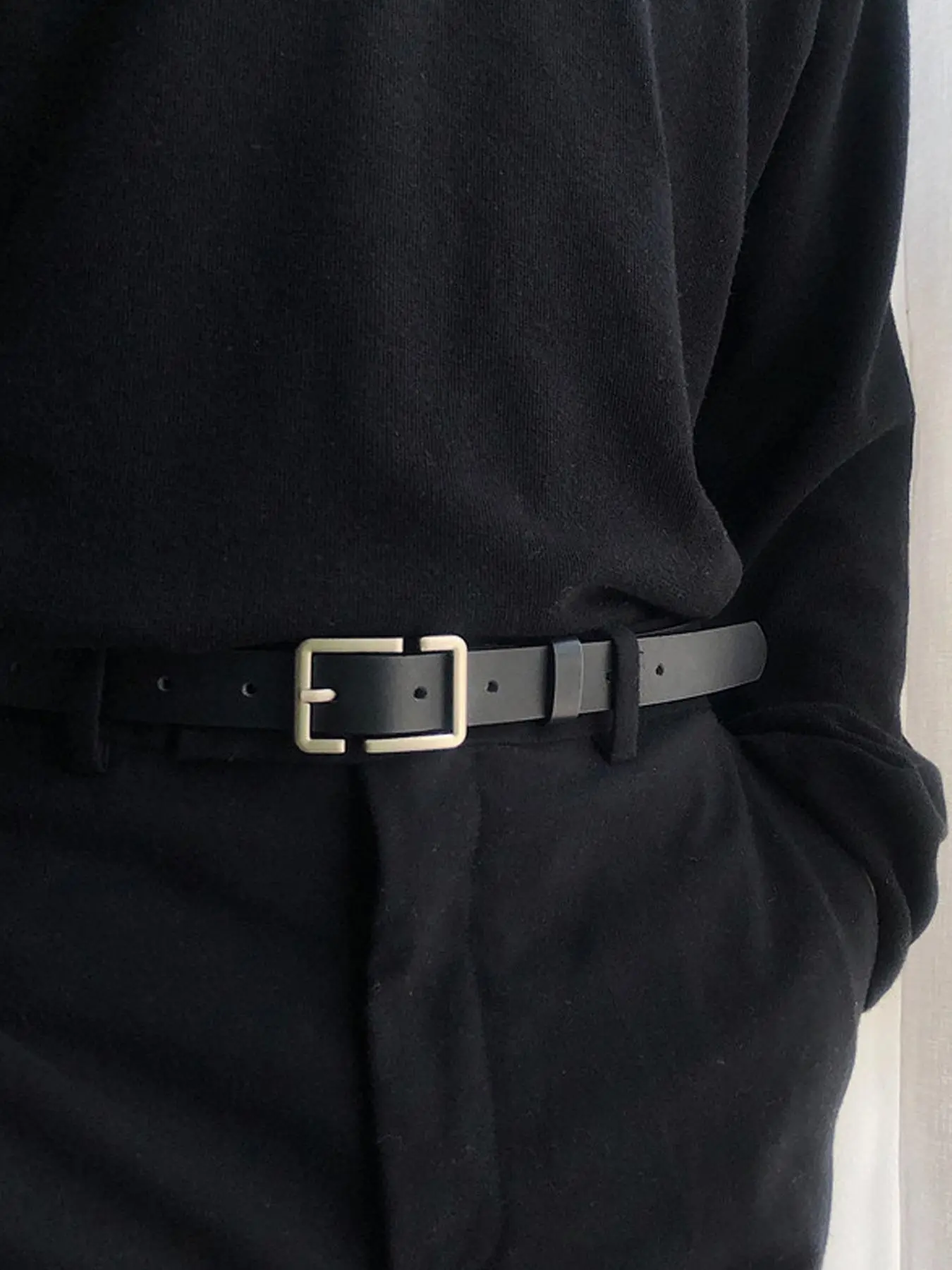 1 Piece Solid Men's Buckle Belt, Trendy Exquisite Pu Leather Belt for Casual Outfits, Casual All-match Waistband for Jeans Trousers, Fashion Clothes Accessories for Daily Used