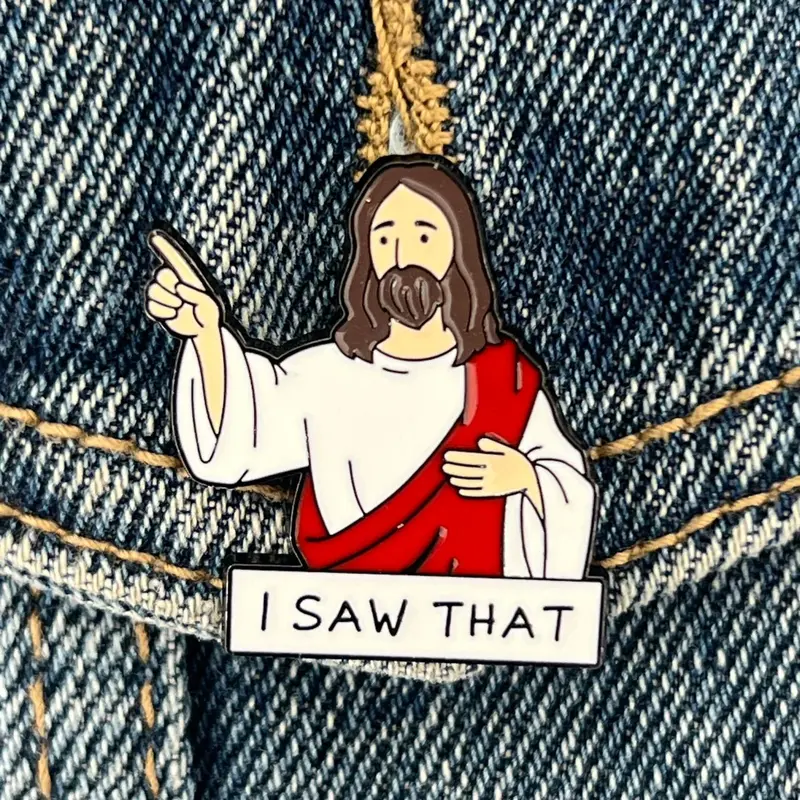 Creative Jesus Design Brooch, Cute Cartoon Character Badge, Fashion Alloy Decorated Enamel Brooch, Student Schoolbag Buckle, Clothing Accessories, Jewellery, Jewelry, Hat Pins, Lapel Pins, Brooch Pin Clip