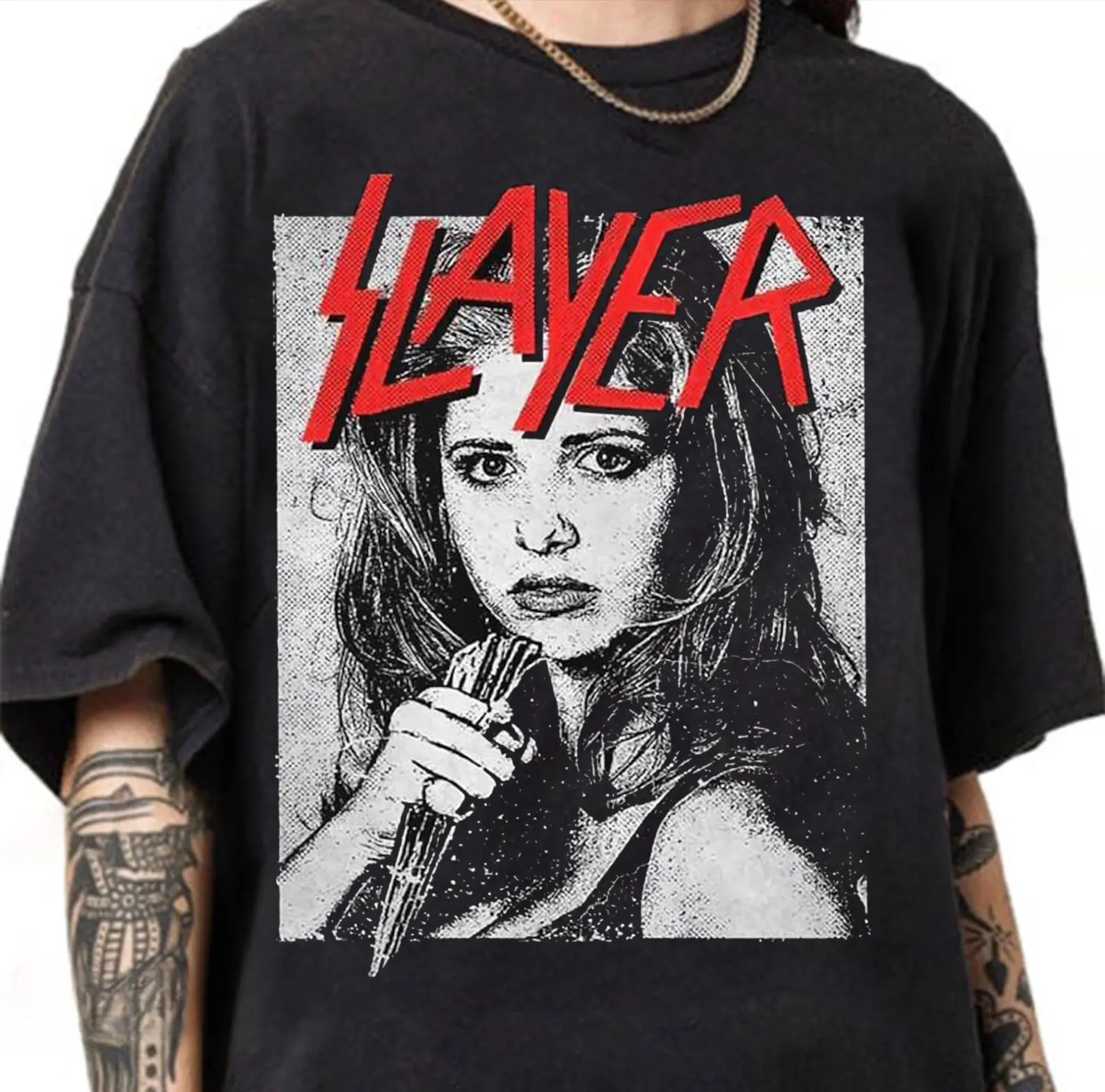 Buffy the Vampire Slayer TShirt, Sarah Michelle Gellar Shirts, Movie & TV Show Merch Shirt, 90s Retro Personalized Casual T-Shirt, Horror Tee, Halloween Movie