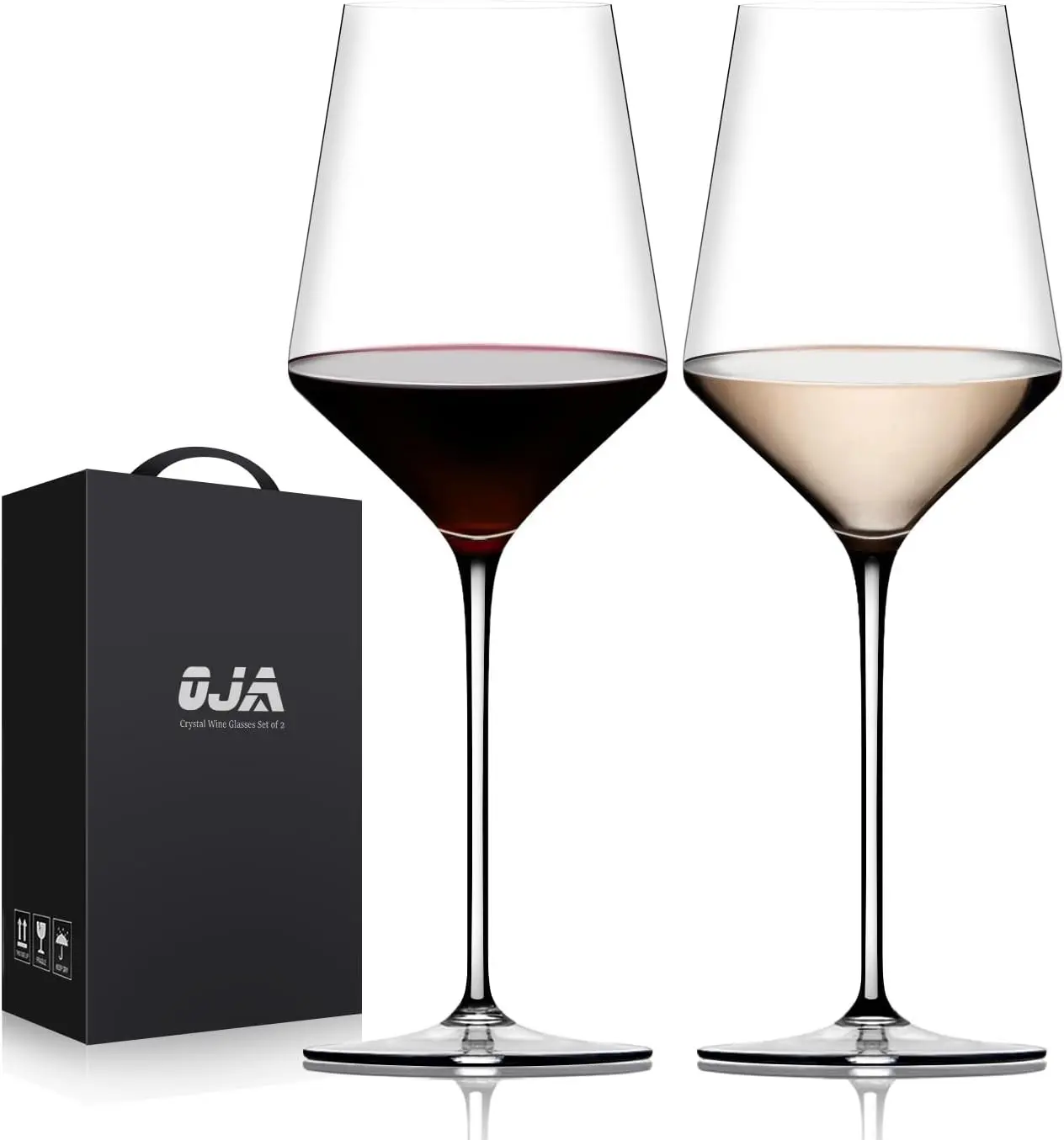 Red Wine Glasses Set of 2, Premium Crystal Wine Glasses Hand Blown, 15 oz,Thin Rim,Long Stem,Perfect for Red or White, Daily Use,Unique Wedding Anniversary Birthday or Birthday Gift Gift