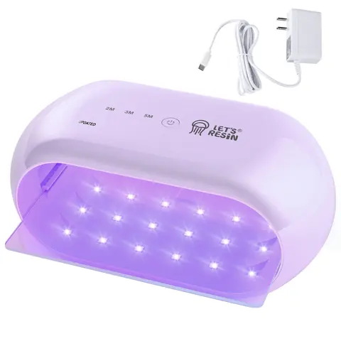 Let's Resin 1x Patented 2-in-1 Detachable Double-Sided Advanced UV Curing Lamp Station with Handle - 36 LED Beads, Large Size, 2M, 3M, 5M Setting Times, for Resin Jewelry, Nail Care, Clay, Crystal