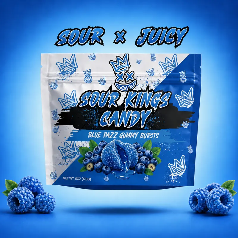 Blue Razz Sour Bursts - Viral Sour Candy Snack