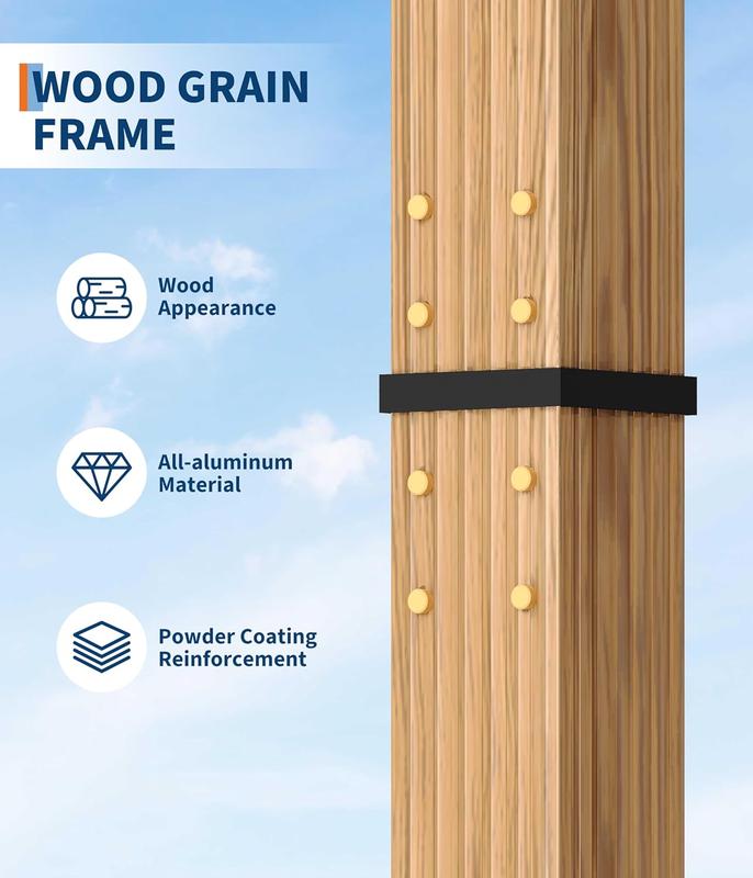 10X10 FT / 10X13 FT Wood-Grain Aluminum Pergola Outdoor Pergola with Retractable Canopy Sun Shade Shelter for Garden, Patio, Backyard, Deck