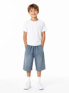 Boys Loose Straight Leg Jeans, 7-15 Years Old Kids Elastic High Waist Denim Pants, Distressed Relaxed Fit Trousers for School & Daily Wear