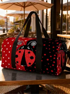 1pc Whimsical Ladybug Spots Travel bag - Outdoor Sports Travel Bag, Fashionable Duffel Bag, Adjustable Shoulder Strap, Suitable for Weekend Trip, Pet Lovers, Yoga, Business Trip, Gym, Unisex, Fashionable Patterned Bag