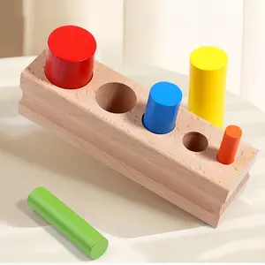 Montessori Colorful Socket Cylinder Educational Toy Set, Stem Early Education Sensory Training, Size Sorting, Shape Matching, Ideal Gift