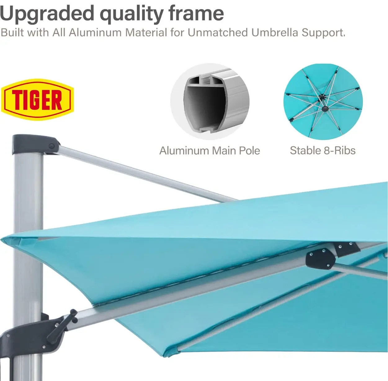 LAUSAINT HOME 11ft Offset Cantilever Patio Umbrella with Cross Base, Pre-Assembled, 360-Degree Rotatable, Easy Tilt & Crank, Adjustable Polyester Canopy, Anti-UV Sun Protection Outdoor Fabric Parasol for Garden, Backyard, Umbrellas For Patio, Anti-Uv Para
