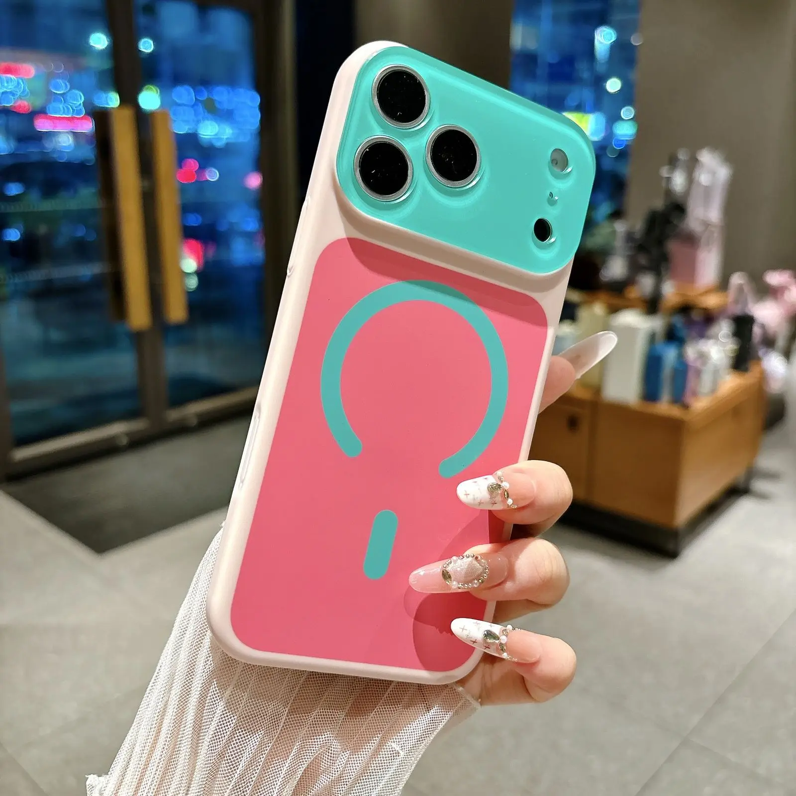 Dopamine Color Block Magnetic Phone Case for iPhone 17 16 15 14 13 12 11Pro Max, Soft Touch Matte Cover  compatible with MagSafe, Ultra Slim Thin Hard PC Case Cover.985