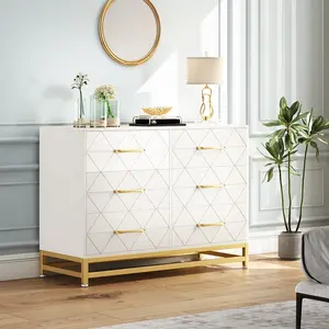 Dresser for Bedroom with 6 Drawer, TV Stand Dressers Chest of Drawers for Living Room Hallway Entryway