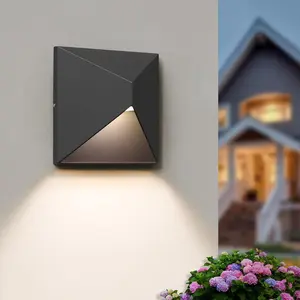 Outdoor Light Fixture Wall Mount with 3 Lighting Modes, LED Exterior lighting fixtures for Outside, Modern Front Porch Lights,  Black Wall Sconce for House, Patio, Garage, Doorway, Entryway