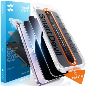 【Dust-free Fit Tray】2 Pack SmartDevil HD Clear Screen Protector for iPhone 17promax/17pro/16promax/16pro/15/15pro/14/13pro/13 Tempered Glass, Shatterproof Protection bubble-free Scratch Resistant 9H Hardness,Fast & Easy Installation, Anti-Spy Privacy Film