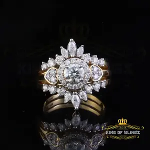 King of Bling's 2ct SilverMoissanite Yellow Solitaire Enhancer Guard Wrap Insert Ring SZ 7 VVS D
